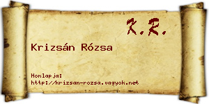 Krizsán Rózsa névjegykártya